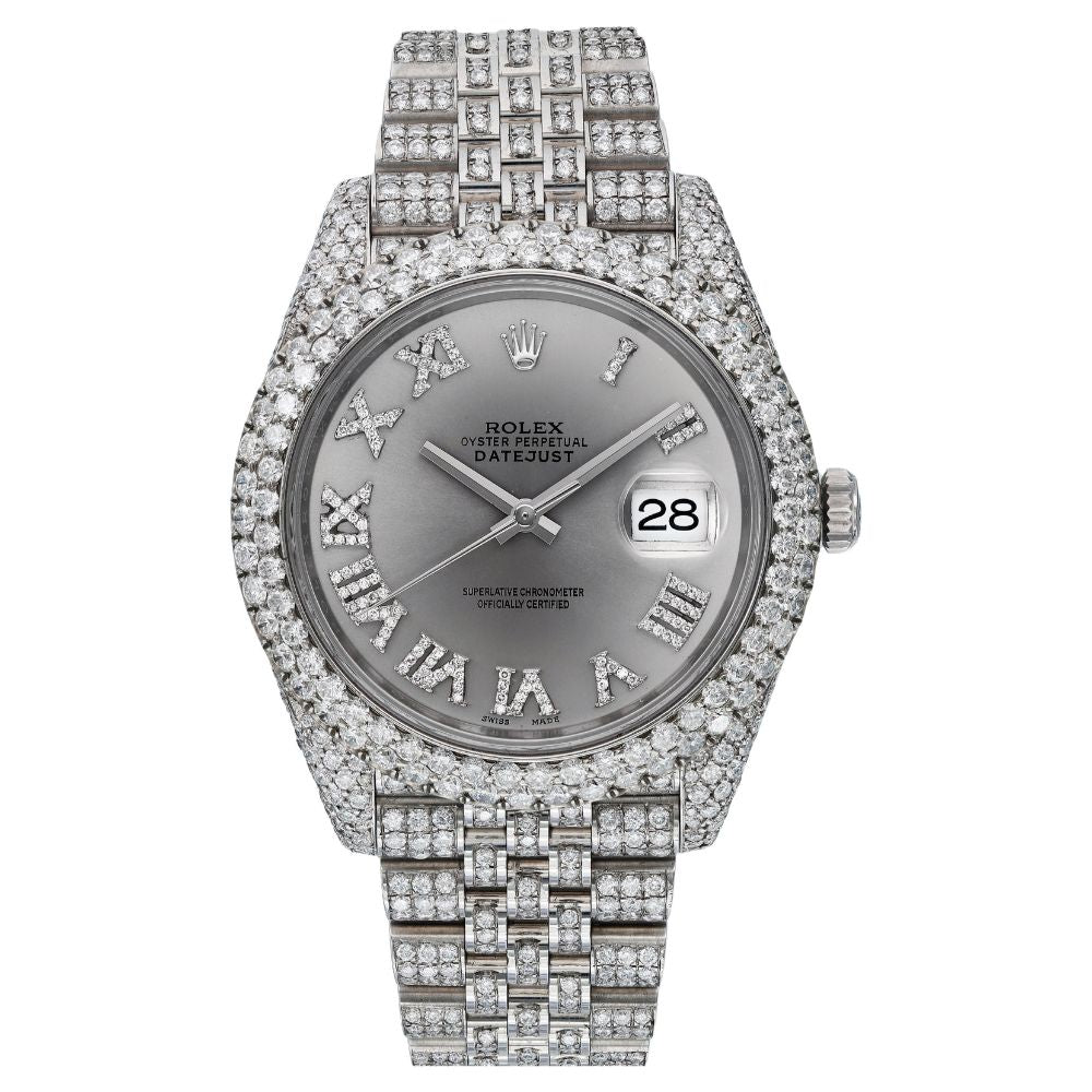 41mm Iced Out Roman Numeral Moissanite Hip Hop Watch