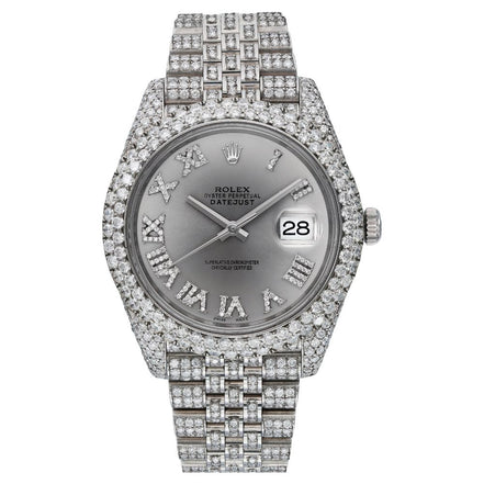 41mm Iced Out Roman Numeral Moissanite Hip Hop Watch