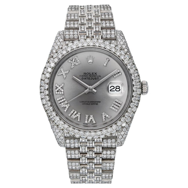 41mm Iced Out Roman Numeral Moissanite Hip Hop Watch