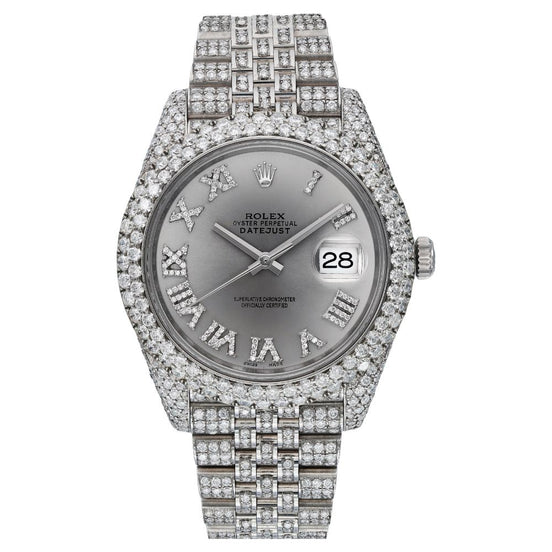 41mm Iced Out Roman Numeral Moissanite Hip Hop Watch