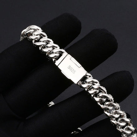 Round Cut Moissanite Diamond Miami Cuban Chain For Men's