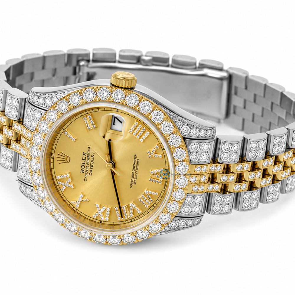 Dual Tone Moissanite Date Just  Wrist Watch For Men's