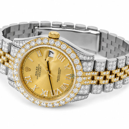 Dual Tone Moissanite Date Just  Wrist Watch For Men's