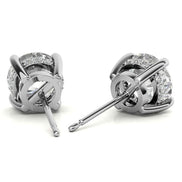 Hidden Halo Round Cut Moissanite Earrings For Her