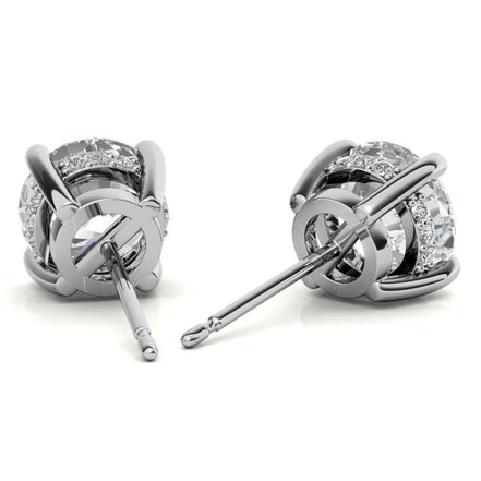 Hidden Halo Round Cut Moissanite Earrings For Her