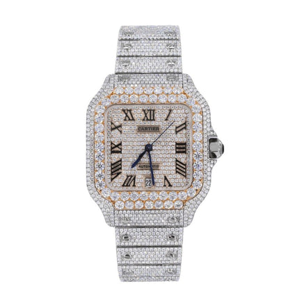 Rose & White Roman Numeric Bust Down Moissanite Watch