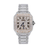 Rose & White Roman Numeric Bust Down Moissanite Watch