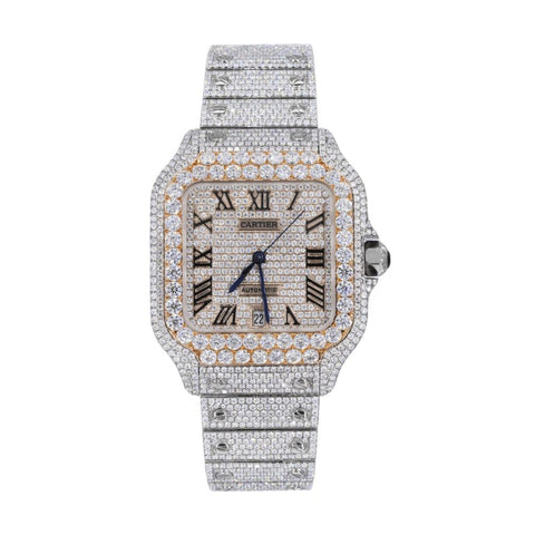 Rose & White Roman Numeric Bust Down Moissanite Watch