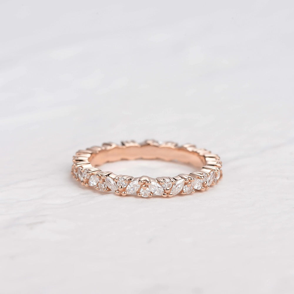 Full Eternity Marquise And Round Cut Moissanite Band