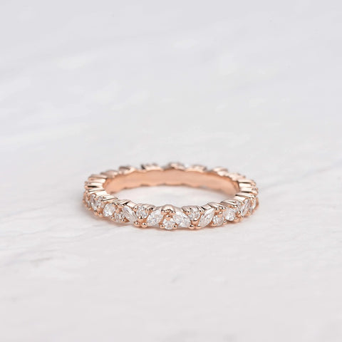 Full Eternity Marquise And Round Cut Moissanite Band