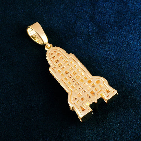 925 Silver Rocket Space Ship Hip Hop Ice Out Chain Necklace