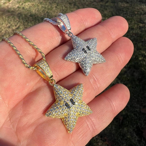 Iced Out Moissanite Diamond Star Pendant