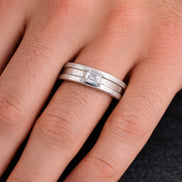 Emerald Cut Moissanite Bezel Set Solitaire Men's Ring