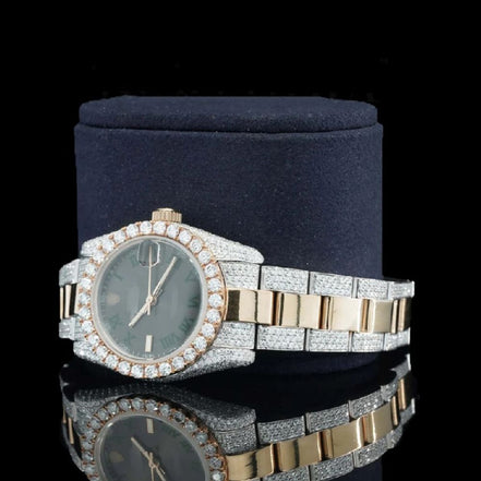 Automatic Stainless Steel Moissanite Dual Tone Watch