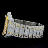Yellow & White Skeleton Moissanite Automatic Watch