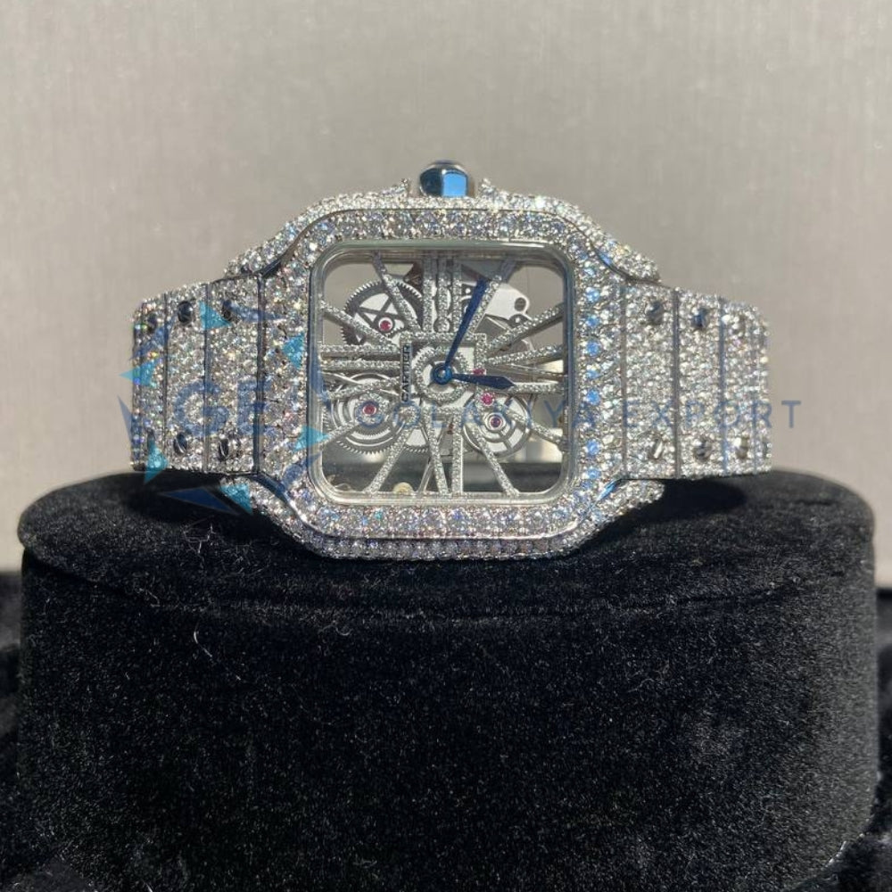 Fully Iced Out Skeleton Moissanite Hip Hop Men's Watch