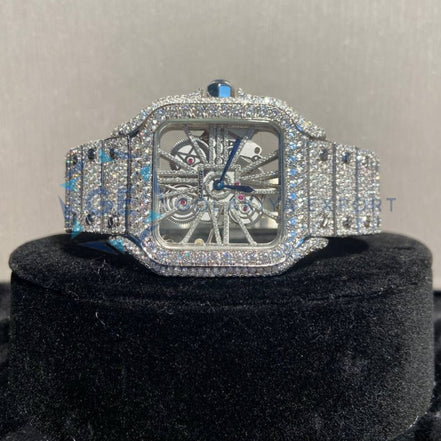 Fully Iced Out Skeleton Moissanite Hip Hop Men's Watch