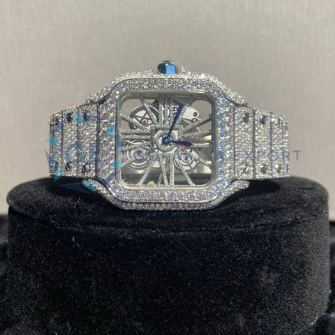 Fully Iced Out Skeleton Moissanite Diamond Hip Hop Men's Watch