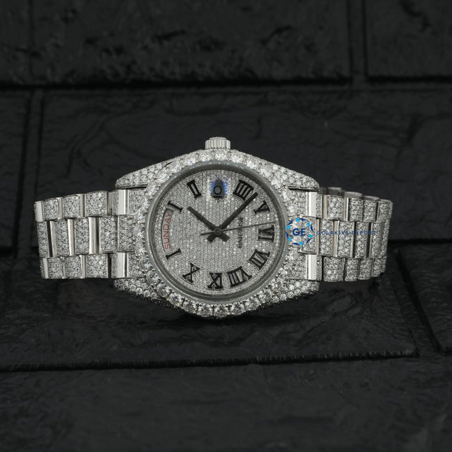 Day Date Iced Out Moissanite Full White Luxury Watch