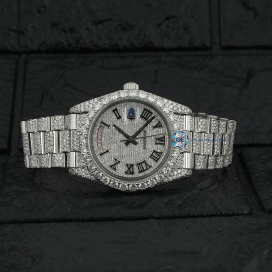 Day Date Iced Out Moissanite Full White Luxury Watch