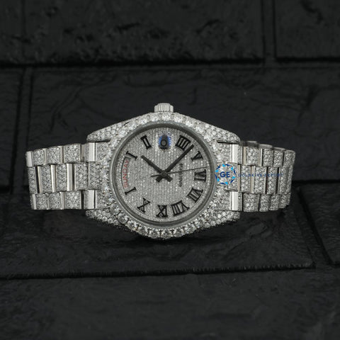 Day Date Iced Out Moissanite Full White Luxury Watch
