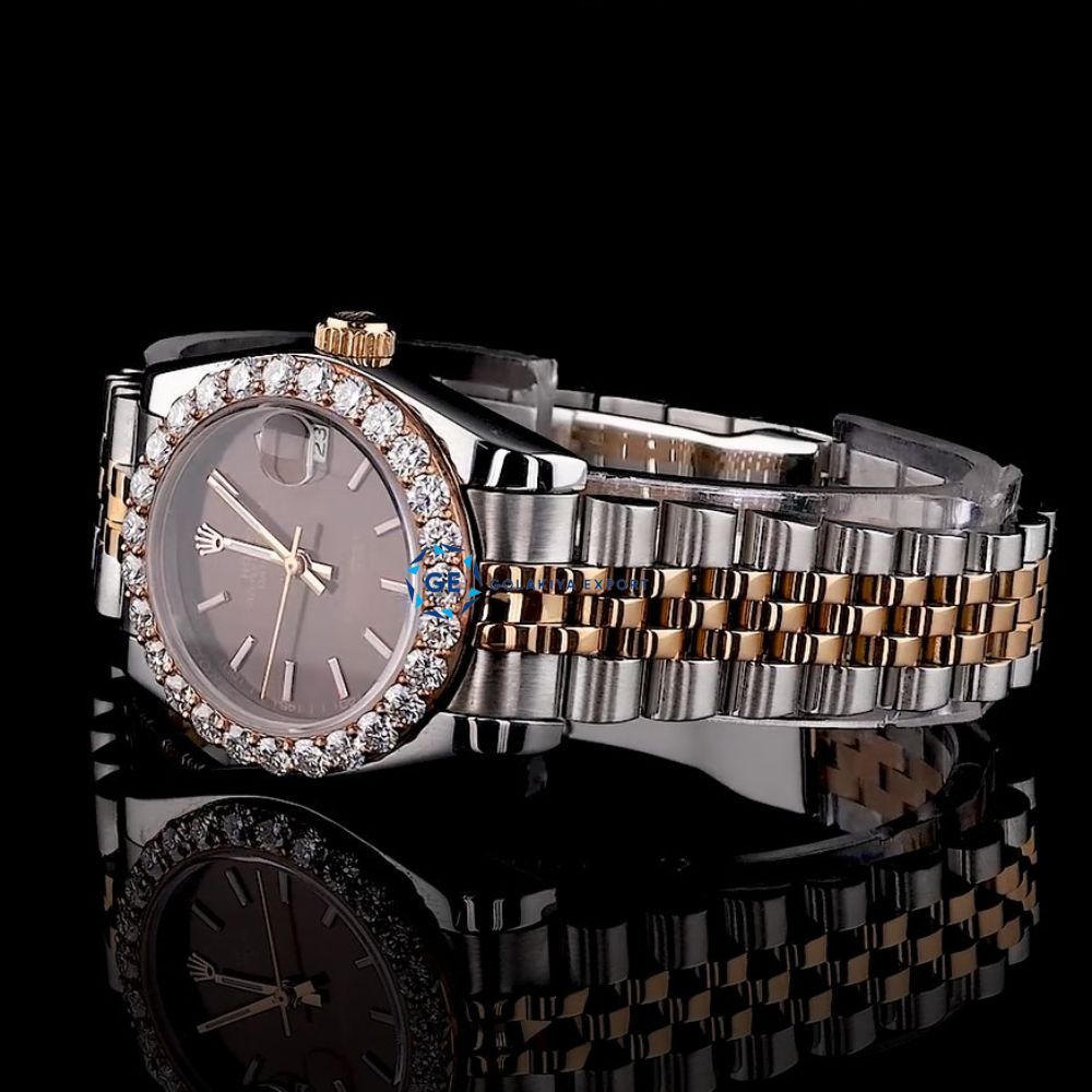 Classic & Stylish Moissanite Brown Dial 32mm Women Watch