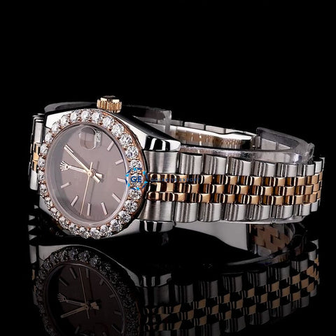 Classic & Stylish Moissanite Brown Dial 32mm Women Watch