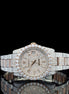 Rose & White Bust Down Moissanite Hip Hop Watch
