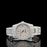 Rose & White Bust Down Moissanite Hip Hop Watch