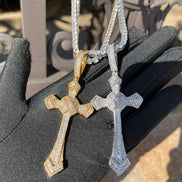 D Color Moissanite Cross Necklace For Men Baguette Pendant