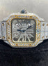 Skeleton Dual Tone Moissanite Hip Hop Watch For Men's