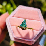 Green Kite Cut Yellow Gold Solitaire Engagement Ring