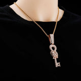 Flooded Ice Wise Owl Key Bling Moissanite Pendant