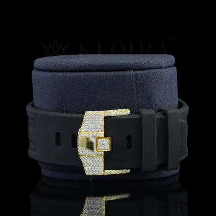 Black Rubber Belt Moissanite Diamond Watch