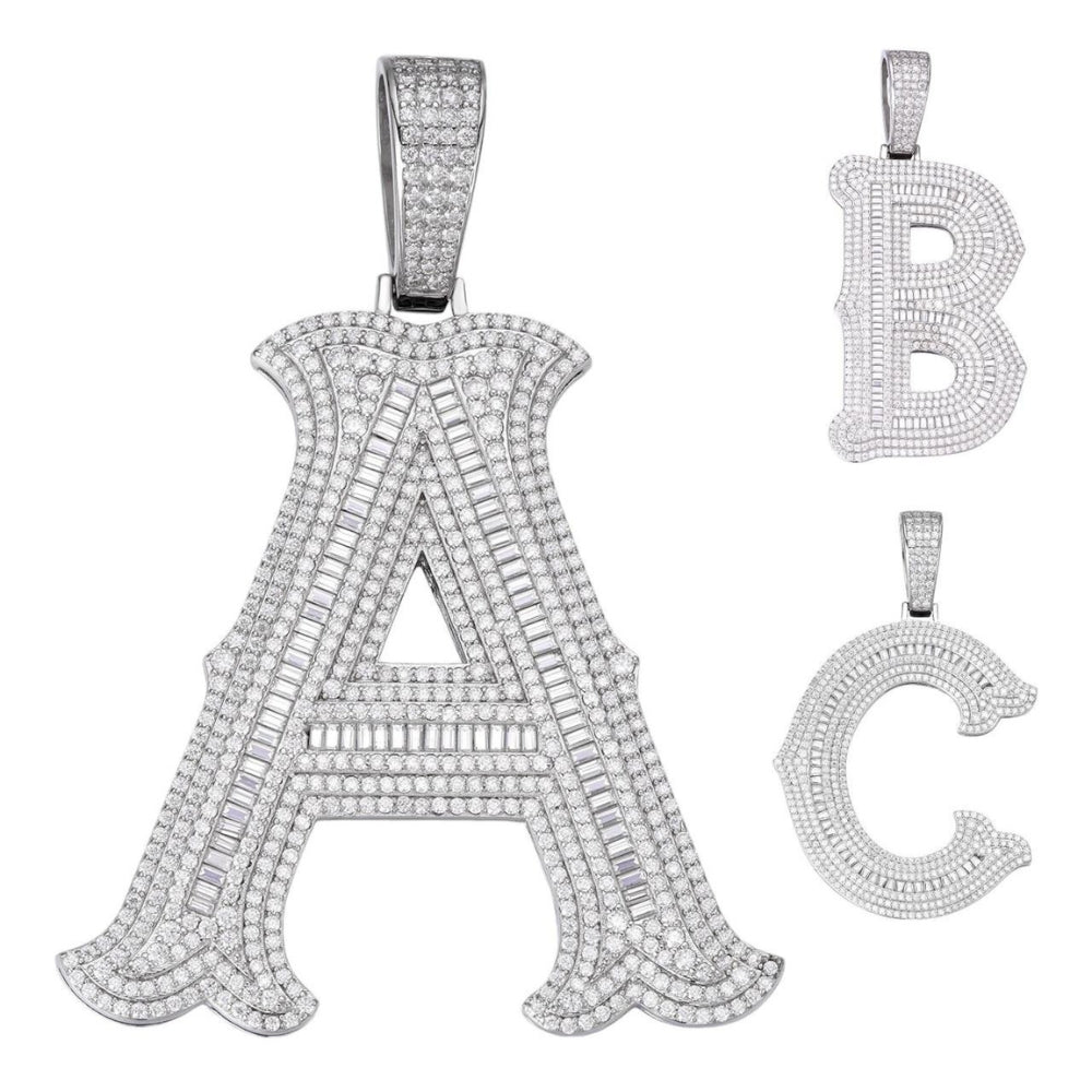 Excellent Cut Moissanite 925 Silver Name Latter Pendant