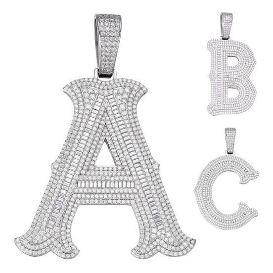 Excellent Cut Moissanite 925 Silver Name Latter Pendant