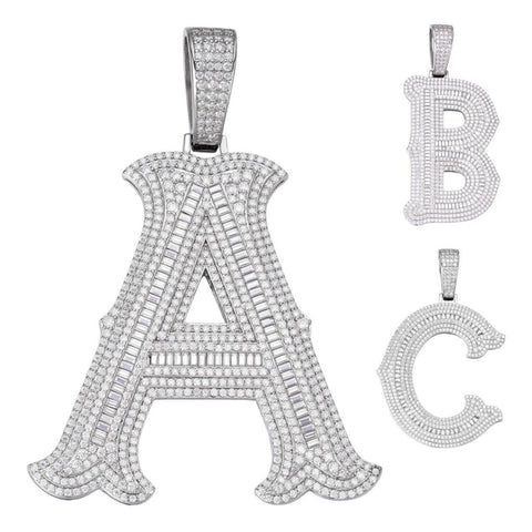 Excellent Cut Moissanite 925 Silver Name Latter Pendant