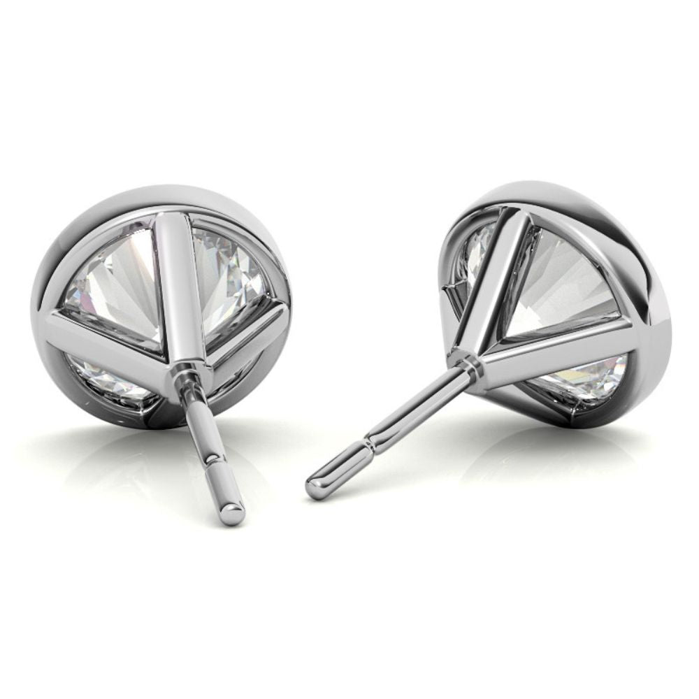 Bezel Set Moissanite Round Cut Earrings For Women