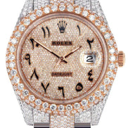 Arabic Dial Dual Tone Moissanite Luxury Hip Hop Watch