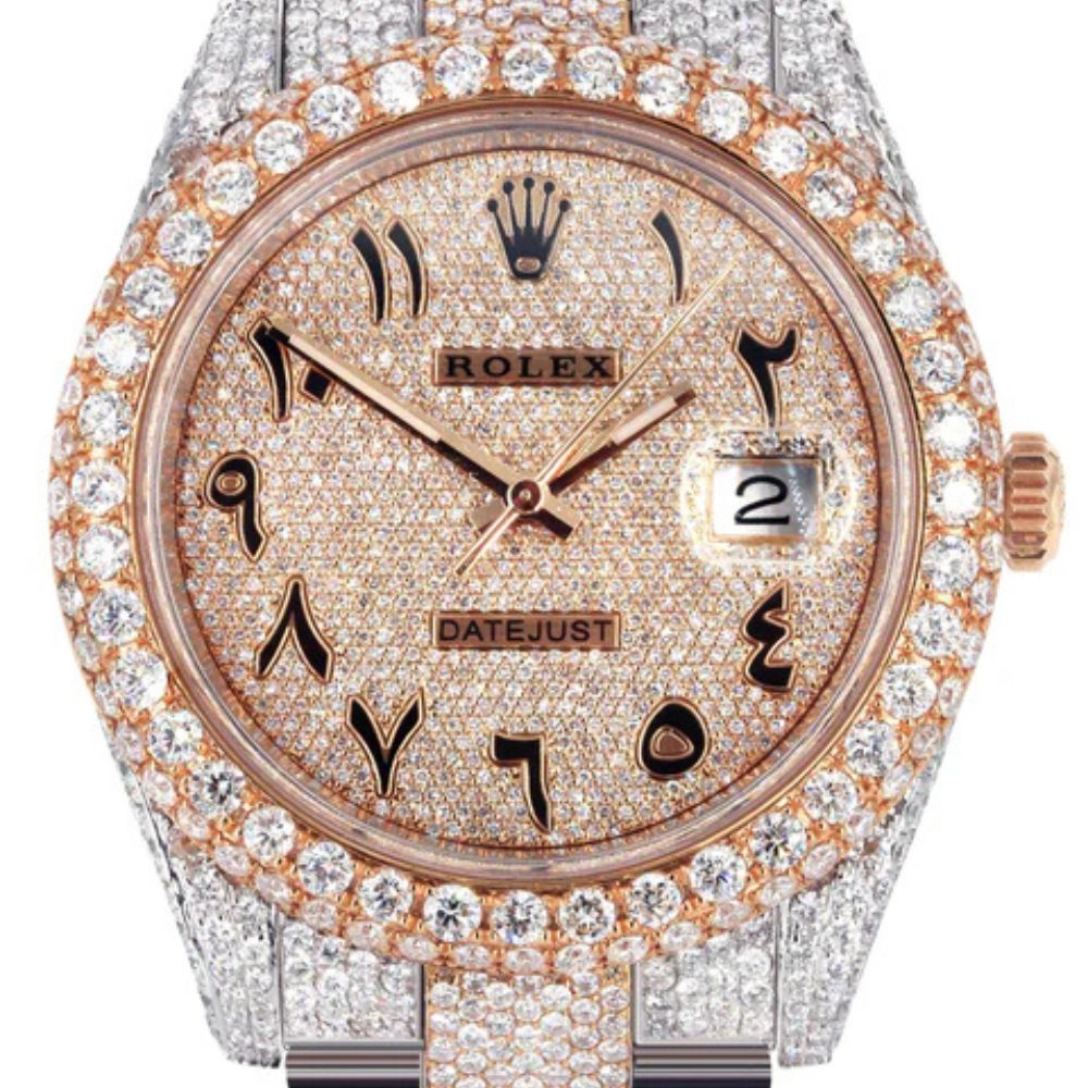 Arabic Dial Dual Tone Moissanite Luxury Hip Hop Watch