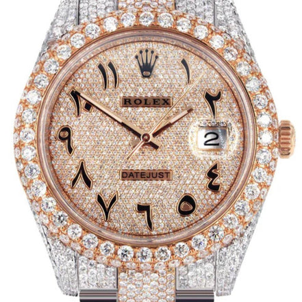 Arabic Dial Dual Tone Moissanite Luxury Hip Hop Watch