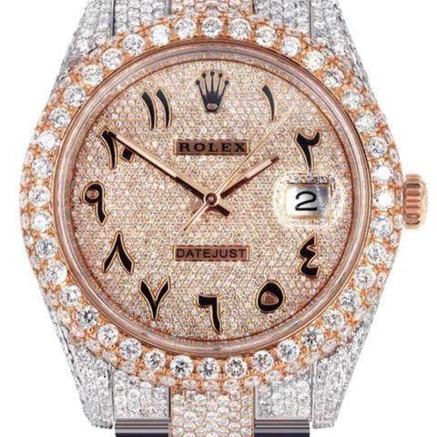Arabic Dial Dual Tone Moissanite Luxury Hip Hop Watch