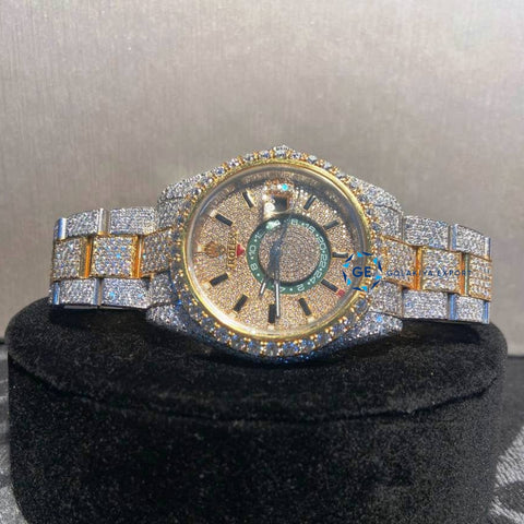Chrono Dial Dual Tone Moissanite Luxury Watch For Men's