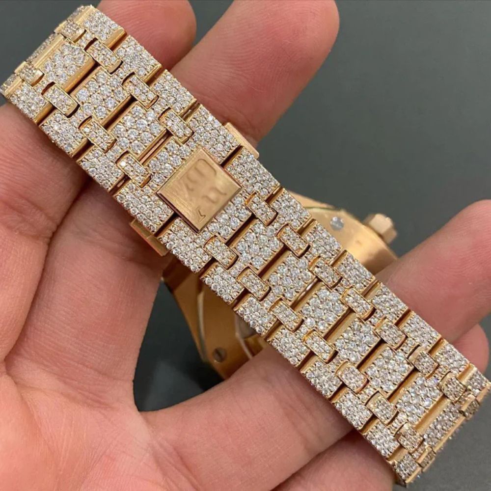 Stainless Steel Moissanite Luxury Wrist Watch For Men's
