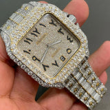 Round & Baguette Dual Tone Moissanite Men's Watch