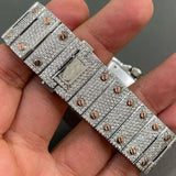 Orange Numerical Dial Moissanite Two Tone Watch