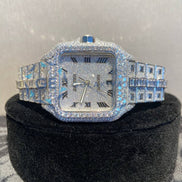 Bust Down Roman Numerals Moissanite Wrist Watch
