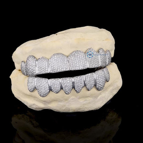 Iced Moissanite Diamond Custom Grillz 10 Top And 10 Bottom Grillz