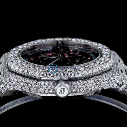 Moissanite Automatic Skeleton Bust Down Full White Luxury Watch