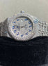 Iced Out Blue Arabic Numeric Moissanite Watch
